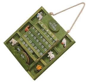 mophrati Vintage Wandkalender aus Holz, verstellbar, elegante Dekoration mit manueller Schaltfunktion, niedliches und elegantes Design, Anzeige von Monat und Datum, wiederverwendbare Zahlenblöcke