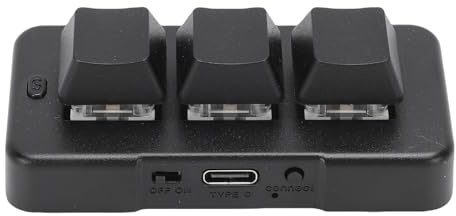 Asixxsix 3-Tasten-Tastatur, kabelgebundenes mechanisches USB-Gaming-Keypad mit benutzerdefiniertem Treiber, Tastatur für PC, Videospiele und Büro (Black)