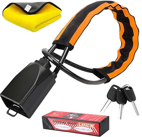 Reliantpro Steering Wheel Lock, Reflective Strips Titan Lock with 3 Keys, Anti-Theft Steering Lock Device, Car Steering Wheel Locks Suitable for Cars, SUV, Jeep, Van, RV with Microfibre Cleaning Cloth