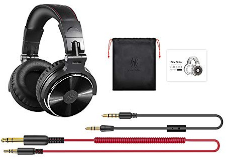 mingzhe Professional Studio Monitor Headphones High Sensitivity Wired Headset with 50mm Speakers Dual 3.5mm & 6.5mm Cables for Electronic Keyboard Drum Machine Electric Guitar Black (black)