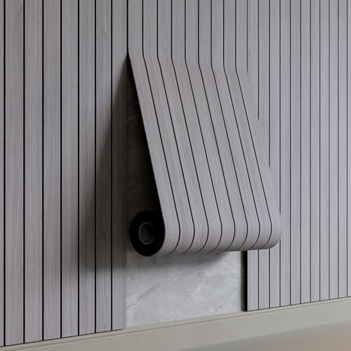 AMIGO Paneles de pared gris para despegar y pegar 40x300x0,3cm 3D Paneles de pared autoadhesivos Efecto madera papel tapiz para cocina baño sala de estar dormitorio.