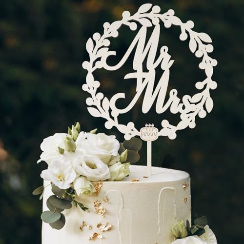 I LOVE MOM Mr & Mrs Deko Hochzeit,Holz Tortendeko Hochzeits,Liebe Hochzeitstortedeko,Mr und Mrs Deko für Hochzeitstorten,Tortenstecker Hochzeitsfeier Jubiläum