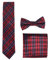 WANYING Herren Klassische 6 * 12cm Fliege & 6cm Schmale Krawatte & 22 * 22 cm Einstecktuch 3 in 1 Sets - Kariert Rot Blau Dunkelrot