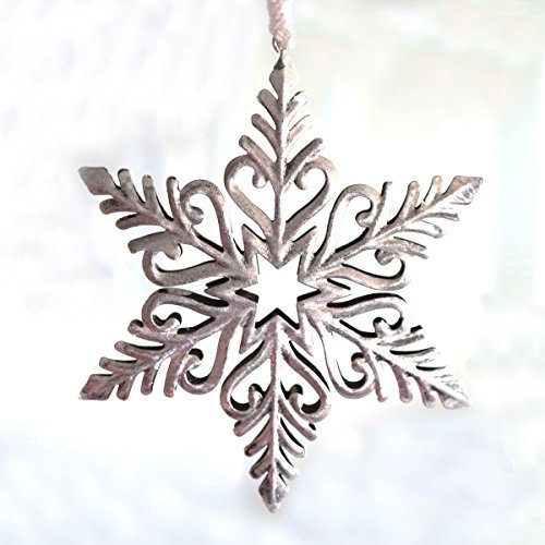 kwoka Schneeflocken Stern aus Blech, ca. 15 cm D | KW-258452-015-129 | 4049767069031