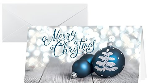 SIGEL DS058 Weihnachtskarten-Set mit Umschlag | DIN lang | 25 Stück | blau/silber Delightful Christmas | ideal zum Bedrucken