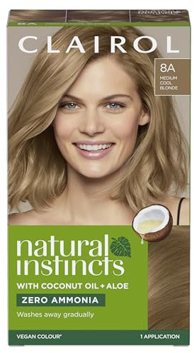 Clairol Natural Instincts Semipermanentes Haarfärbemittel ohne Ammoniak, 8A, mittelkaltes Blond (Verpackung kann variieren)