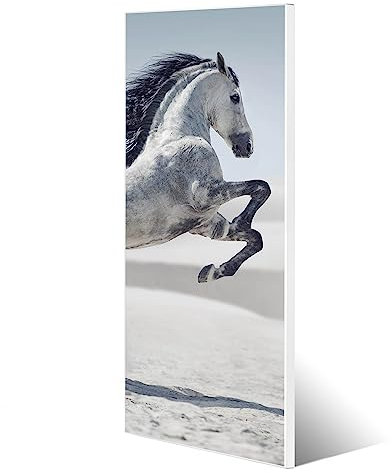 banjado® Magnettafel 30 x 75cm / Magnetwand aus Metall/Magnetpinnwand als Memoboard/Pinnwand Magnettafel Küche, Büro, Kinderzimmer inkl. 4 Magnete & Montageset - Motiv Wildes Pferd