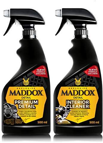 Maddox Detail - Limpiador de Salpicaderos con Abrillantador | Limpieza Profunda y Protección para la Tapicería | Anti Polvo, Kit Limpieza Coche Interior | Interior Care Kit 2x500ml
