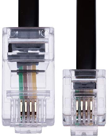 Keple Câble RJ11 vers RJ45 de 10 m pour modem Ethernet, données, téléphone, câble de raccordement ASDL, connecteur Internet BT haut débit 6P4C vers 8P8C plat compatible avec modem, routeur (noir)