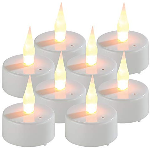 Lunartec LED Teelichter flackernd: 8er-Set LED-Teelichter mit Luftzugsensor und beweglicher Flamme (elektrisch flackernd, LEDkerzen, Stimmungslicht)