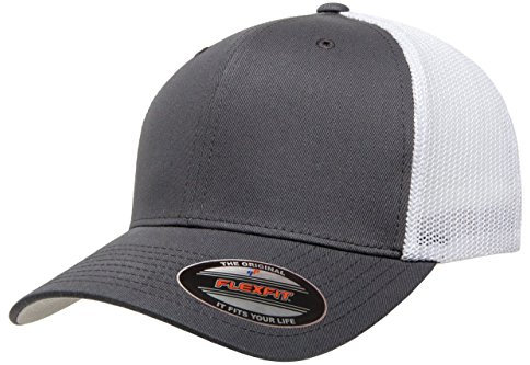 Flexfit Herren Mesh Fitted 2-Tone Trucker-Mütze, Blickdicht, Anthrazit/Weiß, Einheitsgröße