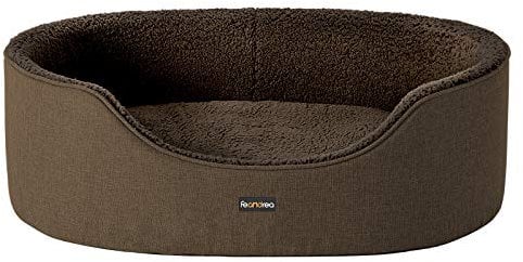 Feandrea Hundebett, Hundekorb, Wendekissen, 92 x 72 x 28 cm, braun PGW033K01