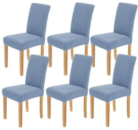 AngLink Stuhlhussen 6er Set Grau blau - Stretch Stuhlbezug Waschbar Langlebig Universal Stuhl Hussen für Bankett Hotel Küche Restaurant Haus Hochzeit Deko