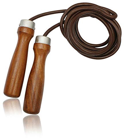 Athletics Gear, corda per saltare con manico in legno puro e corde in pelle di alta qualità, per fitness da donna (manico in palissandro)