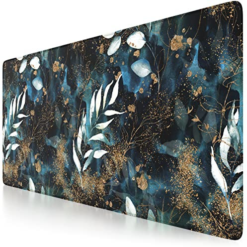 CSL - XXL Speed Gaming Mauspad Titanwolf 900 x 400mm - Mousepad - Tischunterlage Large Size - verbessert Präzision und Geschwindigkeit - Gold Floral