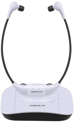 SIMOLIO Digitale kabellose Kopfhörer für Fernseher mit optischem Anschluss, TV Funkkopfhörer, Balance & Klangregelung, Lautstärkeregelung, Ersatzakku, 30m Reichweite, Basisversion