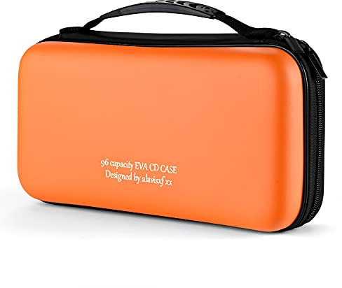 KUOCDSIK Range CD, boîtier de DVD Blue-Ray EVA de 96 capacités Organisateur de Stockage de Disque Dur de Protection pour Les Voyages en Voiture (96 Capacités, Orange96)