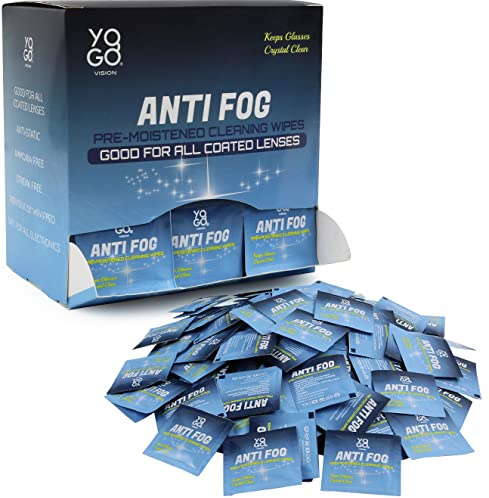 Anti Fog Wipes for Glasses Pre Moistened Cleaner Lens Wipes for Screens, Binoculars, Face Sheilds, Ski Masks, Swim Goggles, Individual Wrapped Antifog for Eyeglass Cleaner (200 pack)