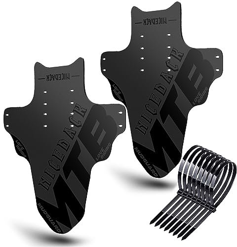 NICEDACK Mudguards Mountain Bike, 2 Pieces Mudguard Fit 20-29 Inch MTB Mudguard Front and Rear Compatible Bicycle Splash Guard (Black)