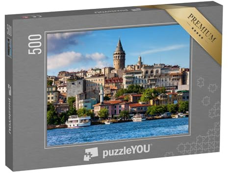 puzzleYOU: Puzzle 500 Teile „Skyline von Istanbul, alte Häuser im Stadtteil Beyoglu mit Galata-Turm“