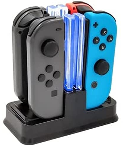4 en 1 Chargeur MUVIT Gaming pour Manette Compatible Joy Con pour Switch & OLED, Station de Charge pour Manettes Pro