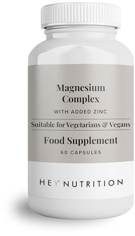 Hey Nutrition Magnesium Complex High Strength 205mg Supplement - Zinc, Vitamin D3 - Muscle & Bone Health, Nerve Function & Energy Support - UK Manufactured - Non-GMO - 60 Vegetarian Capsules