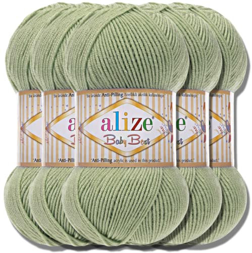 Hobby YARN Alize Baby Best Batik 5x 100g Türkische Premium Wolle Babywolle (Oliva | 138)
