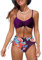 NLAND Costumi da Bagno Mare Donna Costume Due Pezzi Ruched Bikini Set EstateRegolabile Reggiseno Spiaggia con Slip Vita Alta(Viola M)