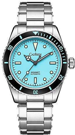 CADISEN Herren Automatikuhr Mechanische NH35 Bewegung Wasserdicht Saphirglas Casual Business Uhren…, Hell, blau, Classic