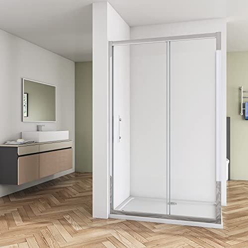 Biubiubath 1200mm Shower Enclosure Sliding Door Walk in Cubicle 8mm Glass Screen 800mm Side Panel and 1200x800mm Tray