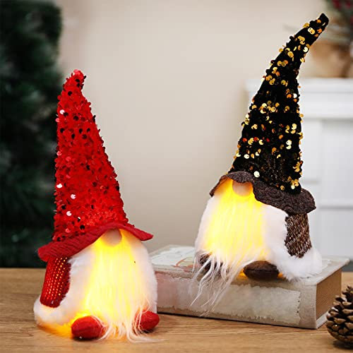 Wichtel Figuren Set, Weihnachtsdeko Wichtel, Leuchtende Wichtel Weihnachten Deko Amerikanisch, Schweden Weihnachtsbaum Dekoration Hängen Klein Mit Beleuchtet Led Für Innen Fenster Geschenke Kinder (D)