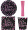 Geburtstag Partyset Partygeschirr Einweggeschirr pink schwarz Happy Birthday Frau Party Deko