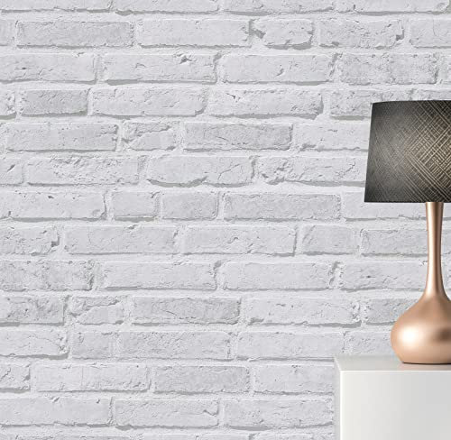Tadessi Vliestapete Cocktail, Vinyltapeten, Wandtapete, Betonoptik, Backstein Optik, Grau, Wasserfest, Abwaschbar, Robust, Einfache Anwendung, Made In Germany, Maße 10,05m x 0,53m