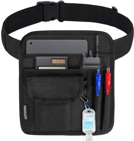 Jaffzora Server Waist Pouch, Restaurant Waitress Accessories Bag with Adjustable Belt, Utility Money Bag Working Serving Apron for Waiter Waitress, Black