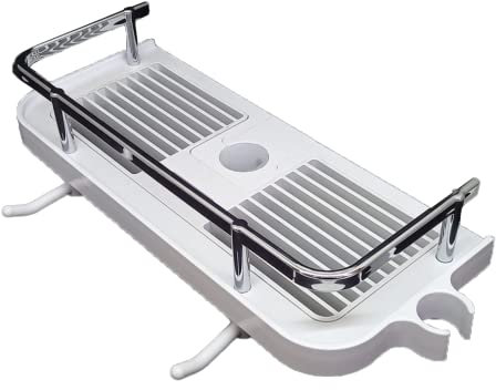 MYBO TV - EASY CLIP - Étagère de Douche Sans Perçage - Adaptabilité Universelle - Rangement Efficace - Praticité Maximale - Installation Facile sur Barre/Colonne de Douche - Durable - Blanc & Chrome