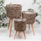 Large Natural Rattan Seagrass Wicker House Plant Flower Pot Planter With Wooden Legs (Small)