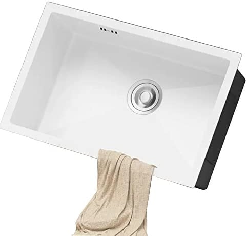 Fregadero De Un Tazón Blanco Fregadero De Acero Inoxidable Fregadero De Cocina Fregadero Bajo Encimera Fregadero De Bar Fregaderos Blancos (S : 60x45x22cm)