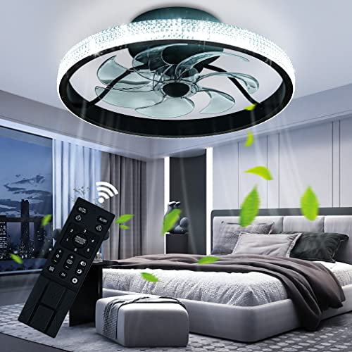 ELINKUME 48CM Deckenventilator mit Beleuchtung und Fernbedienung Leise, Deckenleuchte mit Ventilator Deckenventilatorbeleuchtung Dimmbare für Schlafzimmer, Kinderzimmer, Wohnzimmer