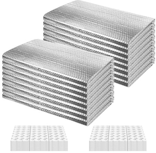 16P Garage Door Insulation Panels Kit 0.24T Double Bubble Reflective Aluminum Foil 6MM Sheet Thermal Pre-Cut Insulation Shield 120 Tapes Winter Clod and Summer Heat for Garage Wall (20.5 x 54)