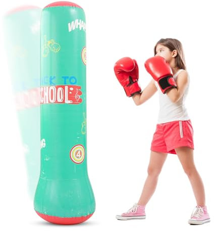 FEMONGY boxsack Kinder 150 cm boxsack stehend, Kinder boxsack, boxsack stehend Kinder zum Üben von Karate, Taekwondo, MMA und zur Linderung von Pent-Up-Energie bei Kindern (Blau)