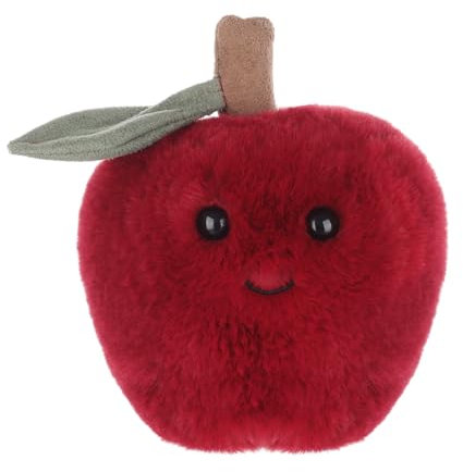 Apricot Lamb Apfel Essen Plüschtiere für Kinder, weiche niedliche Kuscheltier für Baby Mädchen und Jungen, Flauschige Weihnachten Apfel Essen Rot 13 cm