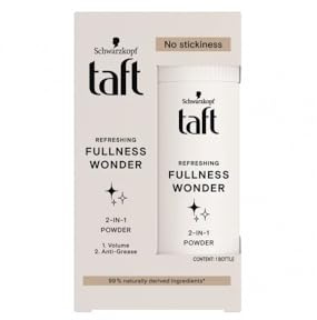 Schwarzkopf Taft, Volume powder, 10 g Pack of 1, Refreshing Fullness Wonder, 2 in 1 Powder Instant Lasting Volume, Anti-Grease & Residue-Free, Strong Hold for All Hair Types