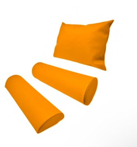 Physiofit24 Lagerungsset SAFRANGELB Halbrolle + Rolle + Kopfkissen Made IN Germany (Knierolle/Nackenrolle) (Safran gelb)