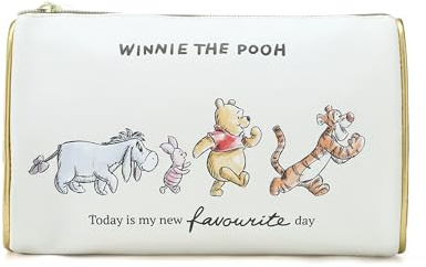 MAD BEAUTY Disney Winnie Puuh Kosmetiktasche, Make-up-Tasche, 21,6 cm, nostalgisches Design mit Pooh, I-Aah, Tigger & Ferkel, langlebig, perfekt für Hautpflege-Essentials, Geschenk für Winnie Puuh