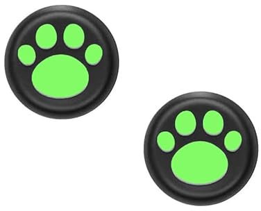 Lot de 2 capuchons analogiques en silicone pour manette PS5, PS4, Xbox Series S, X et Xbox One Motif patte de chat Vert