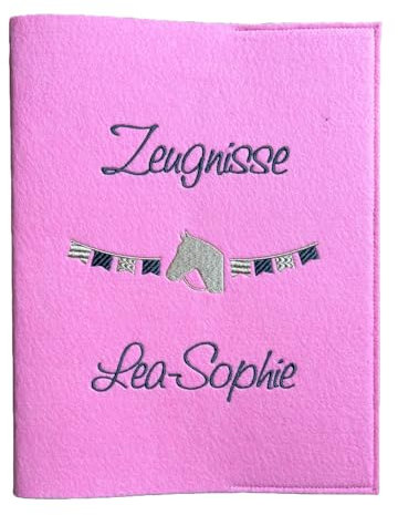 Personalisierte Zeugnismappe A4 aus Filz | hochwertig bestickt | Schulkind | Geschenk | Schulstart | Zeugnisordner | Jungs und Mädchen