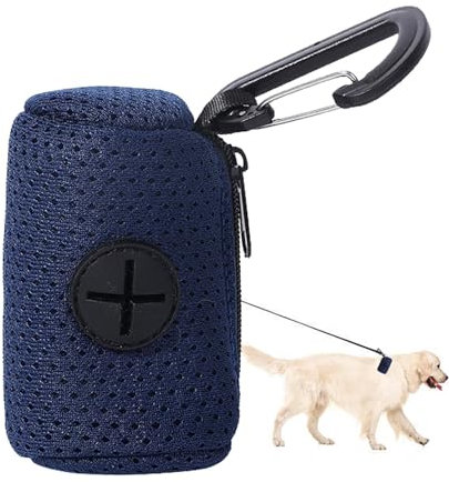 Distributeur de sacs à crottes, Support de sac pour chien avec fixation de laisse en tissu maillé avec fermeture éclair, Distributeur de sacs pour chiens de grande capacité, support de sacs à excrémen