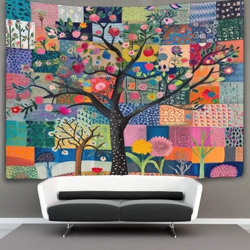 kaiyun Bunt Pflanzen Wandteppich,Schlafzimmerästhetik Indie Wandteppich,Raumdekoration,Wandteppiche,Wandteppich Collage Wandbehang,Wandtuch 180cmx230cm