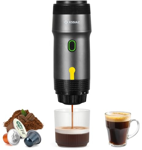 Kssiaz Portable Espresso Machines, Electric Espresso Maker with Self-Heating, USB-C & Car Charger, 20 Bar Mini Coffee Maker With NS Capsule & Ground Coffee for Camping, Hiking, Travel, RV, Office
