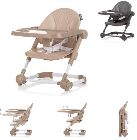 Chipolino Kinderstuhl, Booster Muffin klappbar, Gurt, höhenverstellbar, Tablett, Farbe:beige